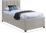 Harper Beige Linen Textured Fabric Trundle Twin Trundle Bed from Meridian - Luna Furniture