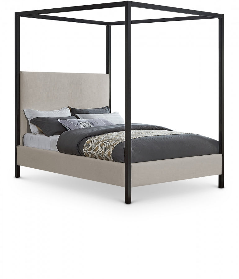 James Beige Linen Textured Fabric King Bed from Meridian - Luna Furniture