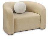 Beige Kali Faux Shearling Teddy Fabric Chair from Meridian - Luna Furniture