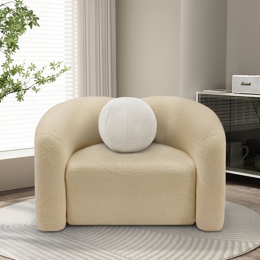 Beige Kali Faux Shearling Teddy Fabric Chair from Meridian - Luna Furniture