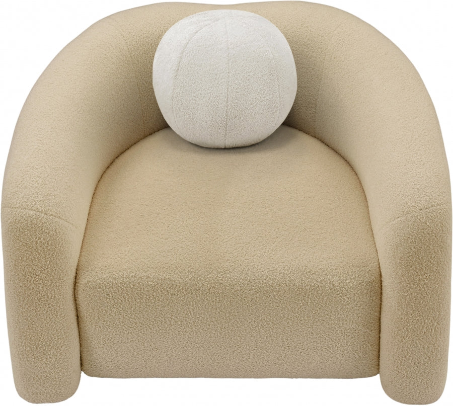 Beige Kali Faux Shearling Teddy Fabric Chair from Meridian - Luna Furniture