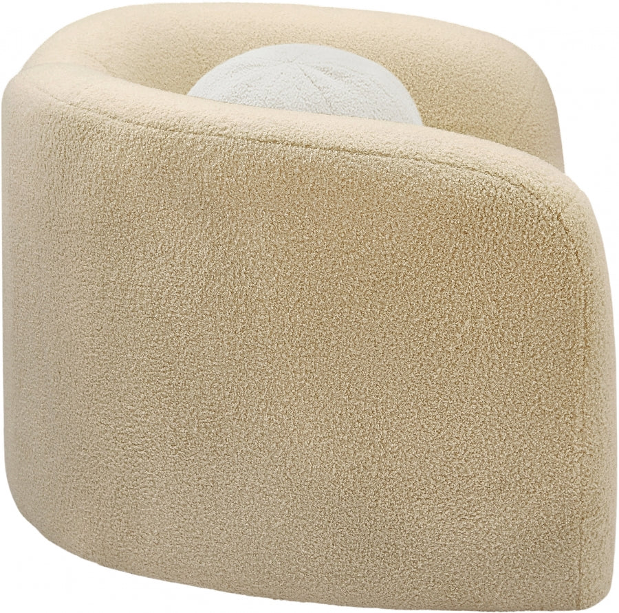 Beige Kali Faux Shearling Teddy Fabric Chair from Meridian - Luna Furniture