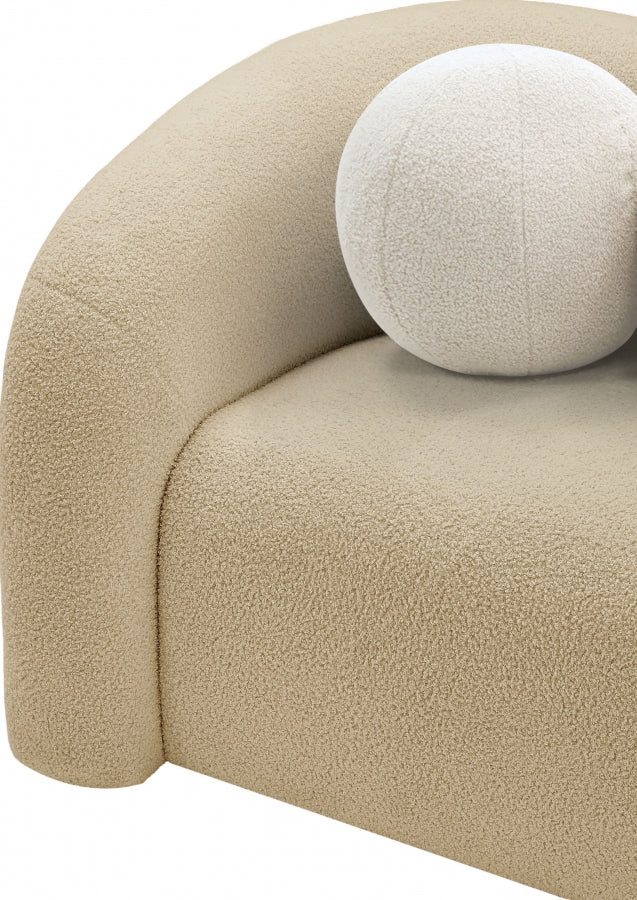 Beige Kali Faux Shearling Teddy Fabric Chair from Meridian - Luna Furniture