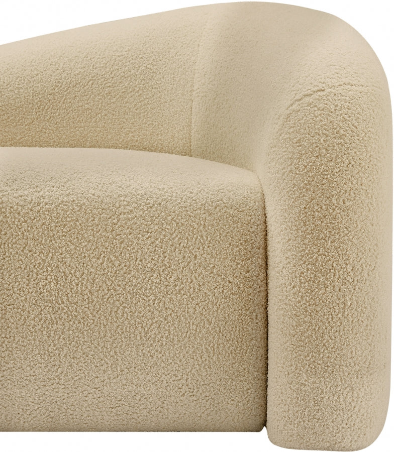 Beige Kali Faux Shearling Teddy Fabric Chair from Meridian - Luna Furniture