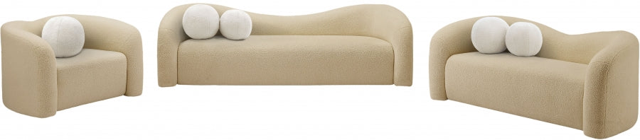 Beige Kali Faux Shearling Teddy Fabric Loveseat from Meridian - Luna Furniture