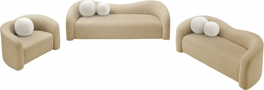 Beige Kali Faux Shearling Teddy Fabric Loveseat from Meridian - Luna Furniture