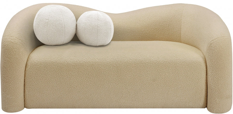 Beige Kali Faux Shearling Teddy Fabric Loveseat from Meridian - Luna Furniture