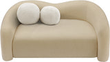 Beige Kali Faux Shearling Teddy Fabric Loveseat from Meridian - Luna Furniture