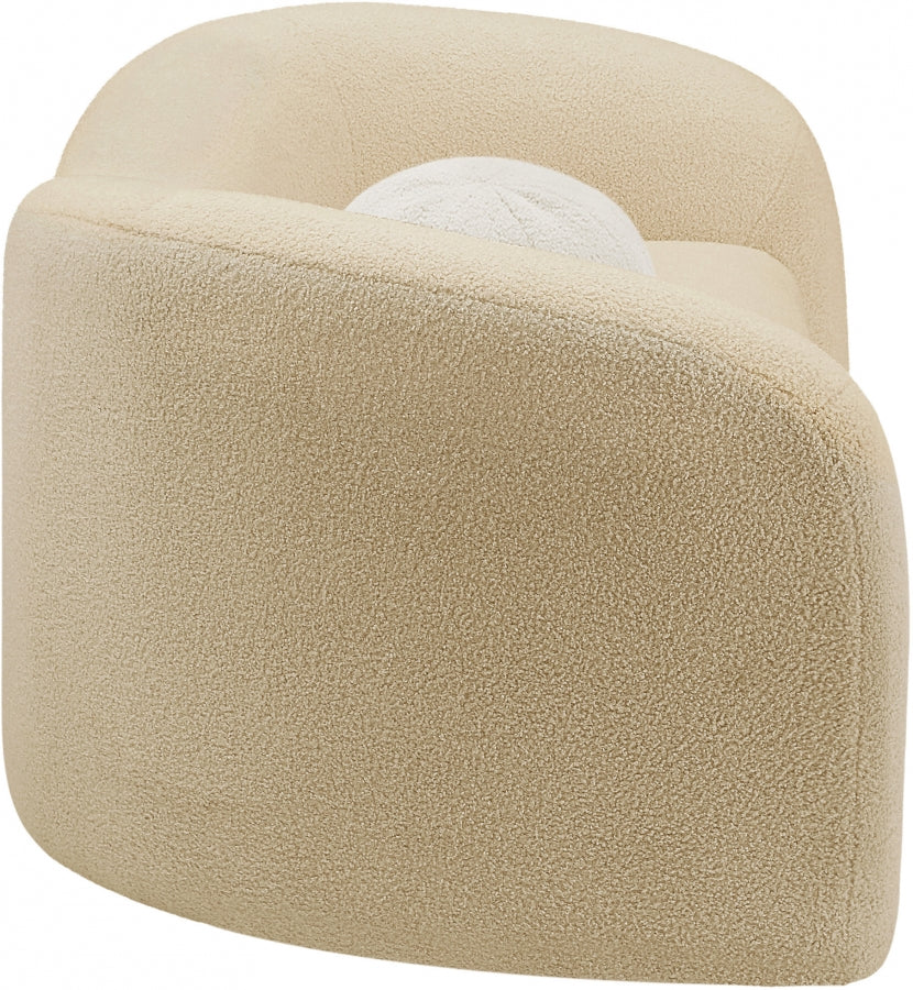 Beige Kali Faux Shearling Teddy Fabric Loveseat from Meridian - Luna Furniture