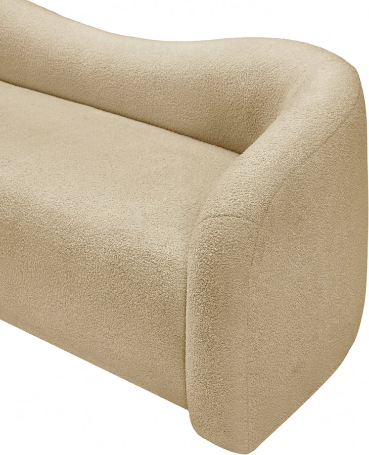 Beige Kali Faux Shearling Teddy Fabric Loveseat from Meridian - Luna Furniture