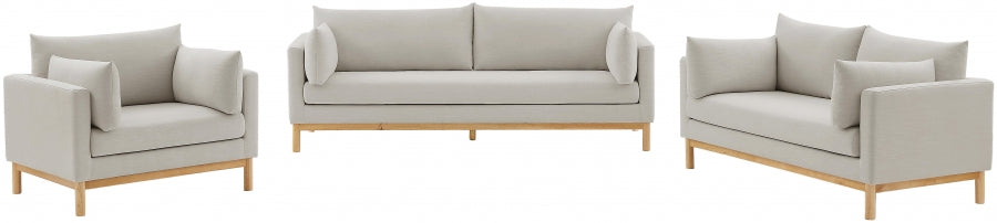 Beige Langham Linen Textured Fabric Sofa from Meridian - Luna Furniture