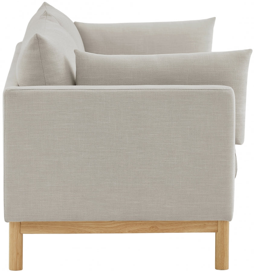 Beige Langham Linen Textured Fabric Sofa from Meridian - Luna Furniture