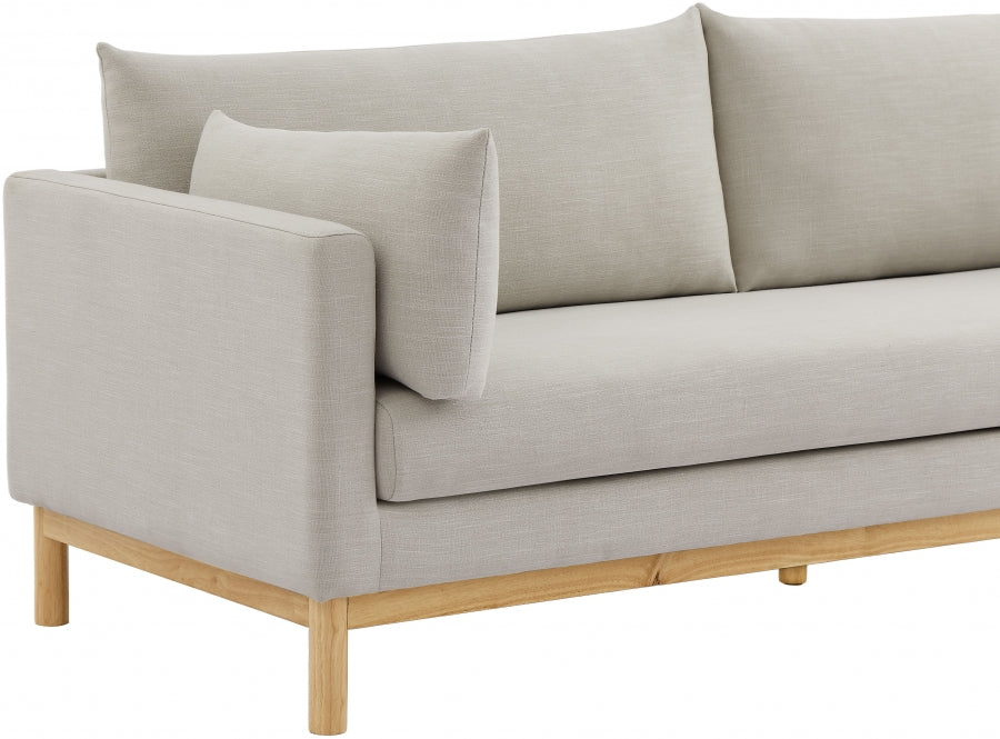 Beige Langham Linen Textured Fabric Sofa from Meridian - Luna Furniture