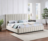 Lucia Beige Lucia Linen Textured Fabric King Bed from Meridian - Luna Furniture