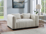 Beige Lucia Linen Textured Fabric Loveseat from Meridian - Luna Furniture