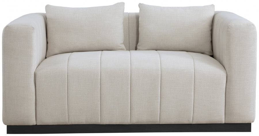 Beige Lucia Linen Textured Fabric Loveseat from Meridian - Luna Furniture