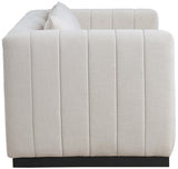 Beige Lucia Linen Textured Fabric Loveseat from Meridian - Luna Furniture