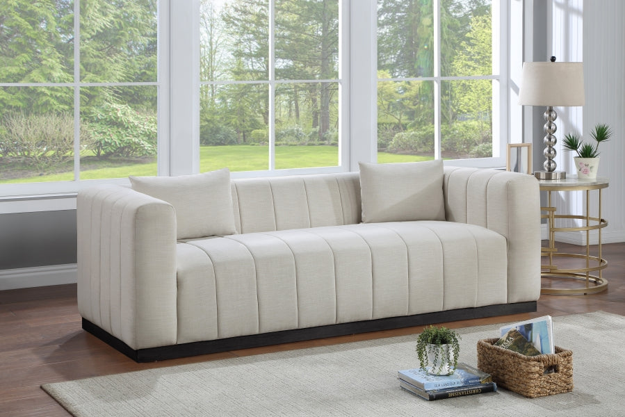 Beige Lucia Linen Textured Fabric Sofa from Meridian - Luna Furniture