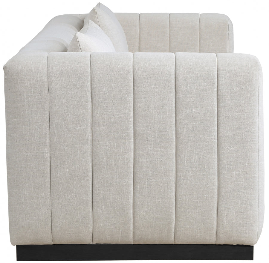 Beige Lucia Linen Textured Fabric Sofa from Meridian - Luna Furniture