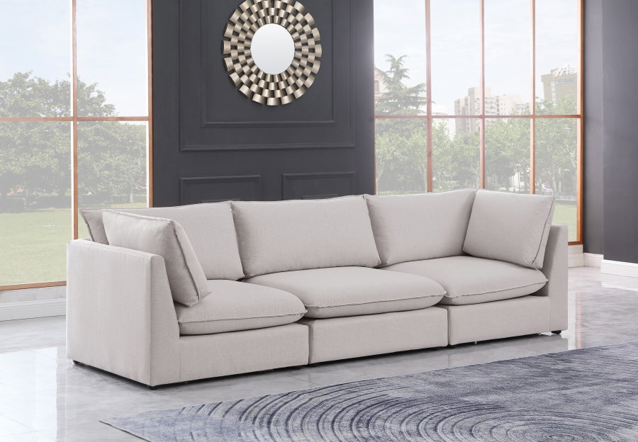 Mackenzie Beige Linen Textured 120" Modular Sofa from Meridian - Luna Furniture