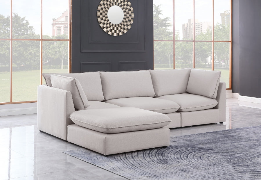 Mackenzie Beige Linen Textured Modular Sectional from Meridian - Luna Furniture