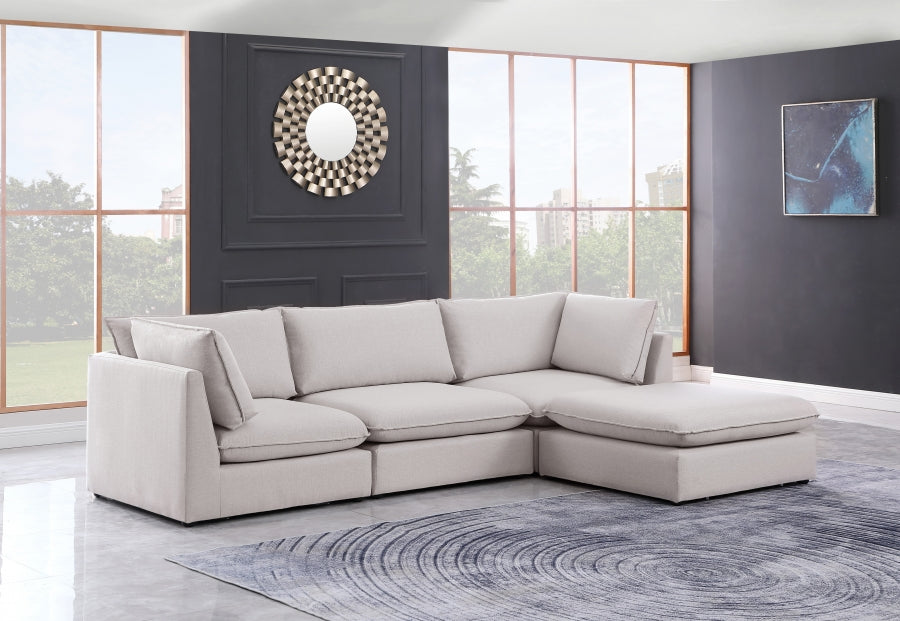 Mackenzie Beige Linen Textured Modular Sectional from Meridian - Luna Furniture