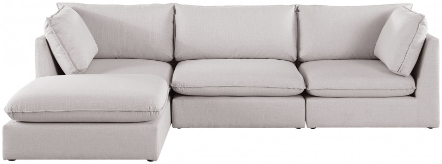 Mackenzie Beige Linen Textured Modular Sectional from Meridian - Luna Furniture