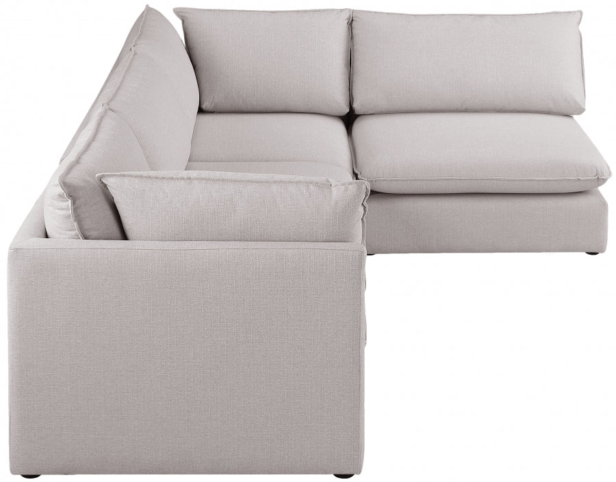 Mackenzie Beige Linen Textured Modular Sectional from Meridian - Luna Furniture