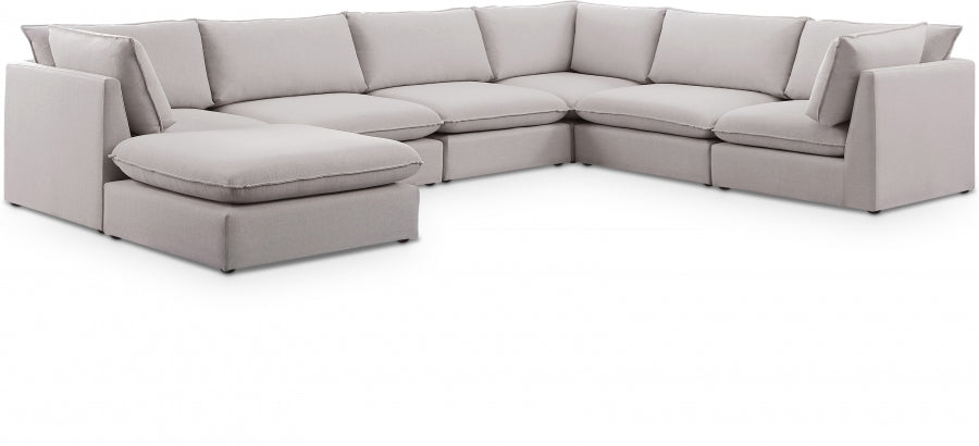 Mackenzie Beige Linen Textured Modular Sectional from Meridian - Luna Furniture