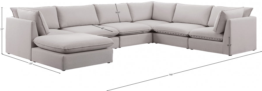 Mackenzie Beige Linen Textured Modular Sectional from Meridian - Luna Furniture