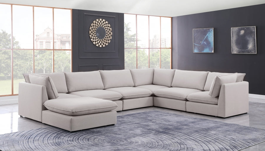 Mackenzie Beige Linen Textured Modular Sectional from Meridian - Luna Furniture