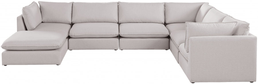 Mackenzie Beige Linen Textured Modular Sectional from Meridian - Luna Furniture