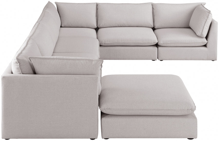 Mackenzie Beige Linen Textured Modular Sectional from Meridian - Luna Furniture