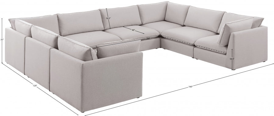 Mackenzie Beige Linen Textured Modular Sectional from Meridian - Luna Furniture