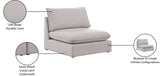 Mackenzie Beige Modular Armless Chair from Meridian - Luna Furniture