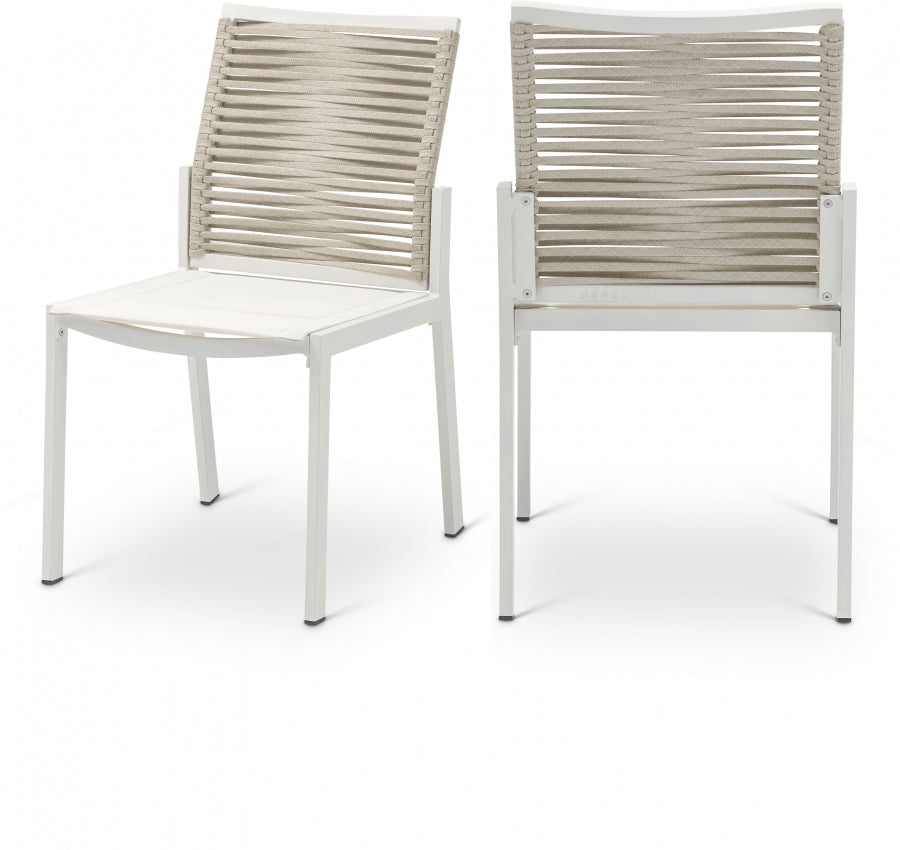 Maldives Beige Outdoor Patio Dining Side Chair, Set of 2 from Meridian - Luna Furniture