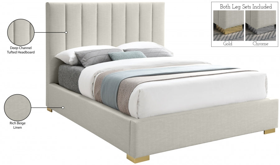 Pierce Beige Linen Textured Full Bed from Meridian - Luna Furniture