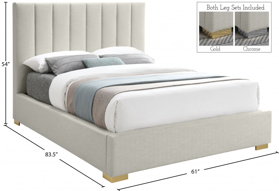 Pierce Beige Linen Textured Full Bed from Meridian - Luna Furniture