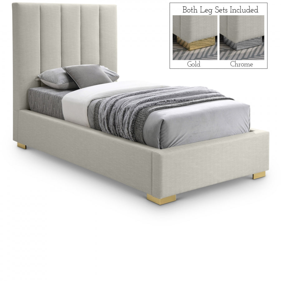 Pierce Beige Linen Textured Twin Bed from Meridian - Luna Furniture