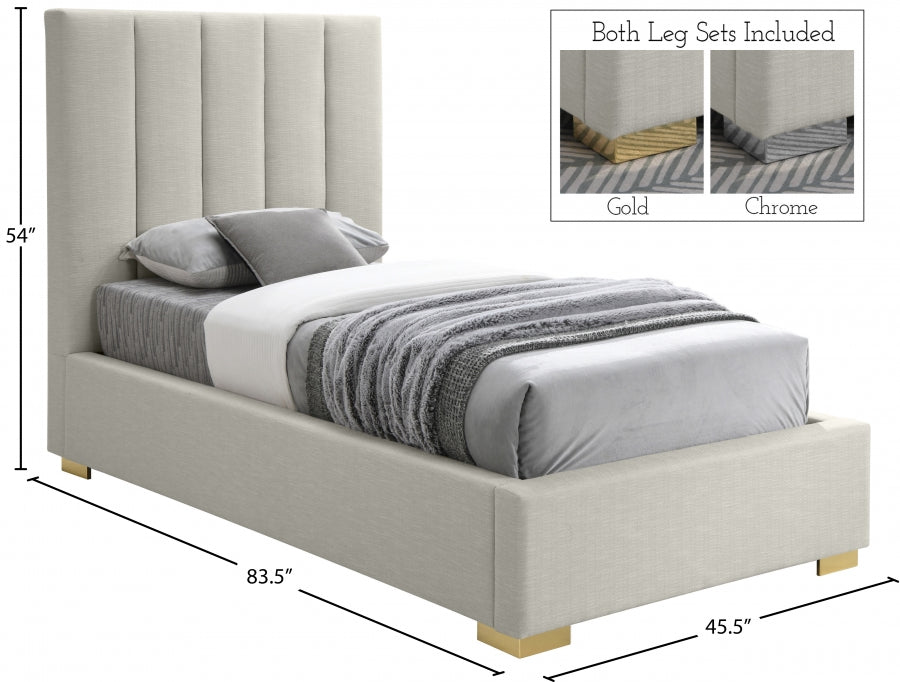 Pierce Beige Linen Textured Twin Bed from Meridian - Luna Furniture