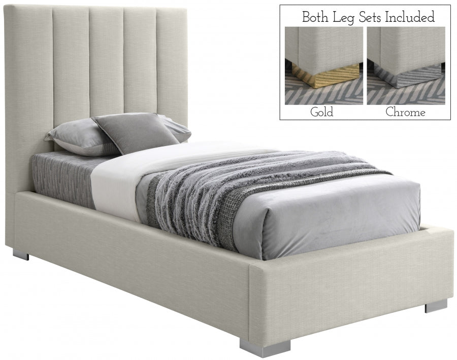 Pierce Beige Linen Textured Twin Bed from Meridian - Luna Furniture