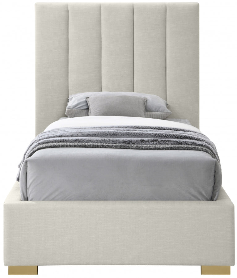 Pierce Beige Linen Textured Twin Bed from Meridian - Luna Furniture