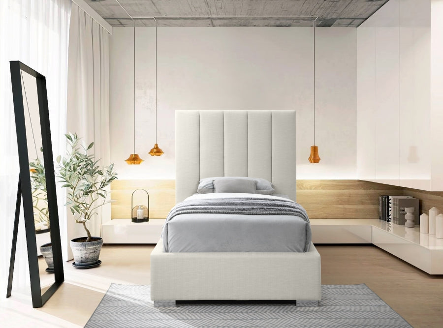 Pierce Beige Linen Textured Twin Bed from Meridian - Luna Furniture