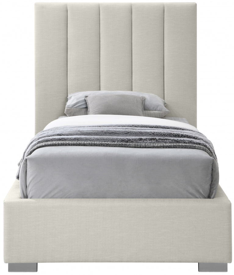 Pierce Beige Twin Linen Textured Twin Bed from Meridian - Luna Furniture