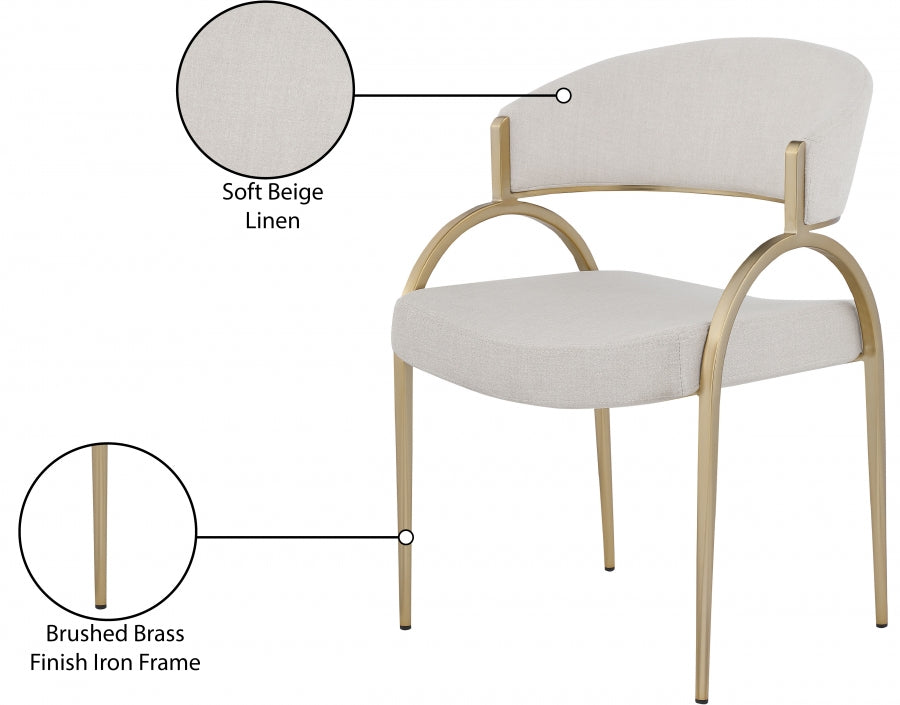 Privet Beige Linen Textured Dining Chair, Set of 2 from Meridian - Luna Furniture