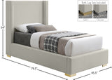 Royce Beige Twin Linen Textured Twin Bed from Meridian - Luna Furniture