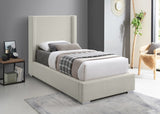 Royce Beige Twin Linen Textured Twin Bed from Meridian - Luna Furniture