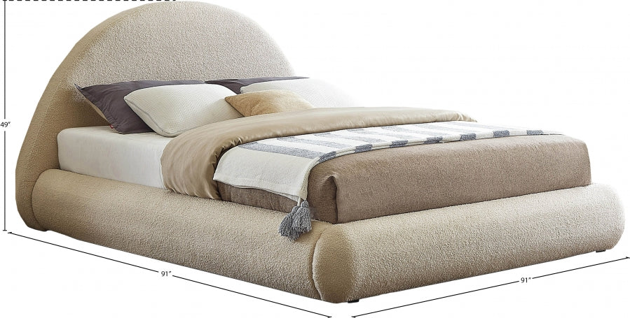 Rudy Beige Teddy Fabric King Bed from Meridian - Luna Furniture