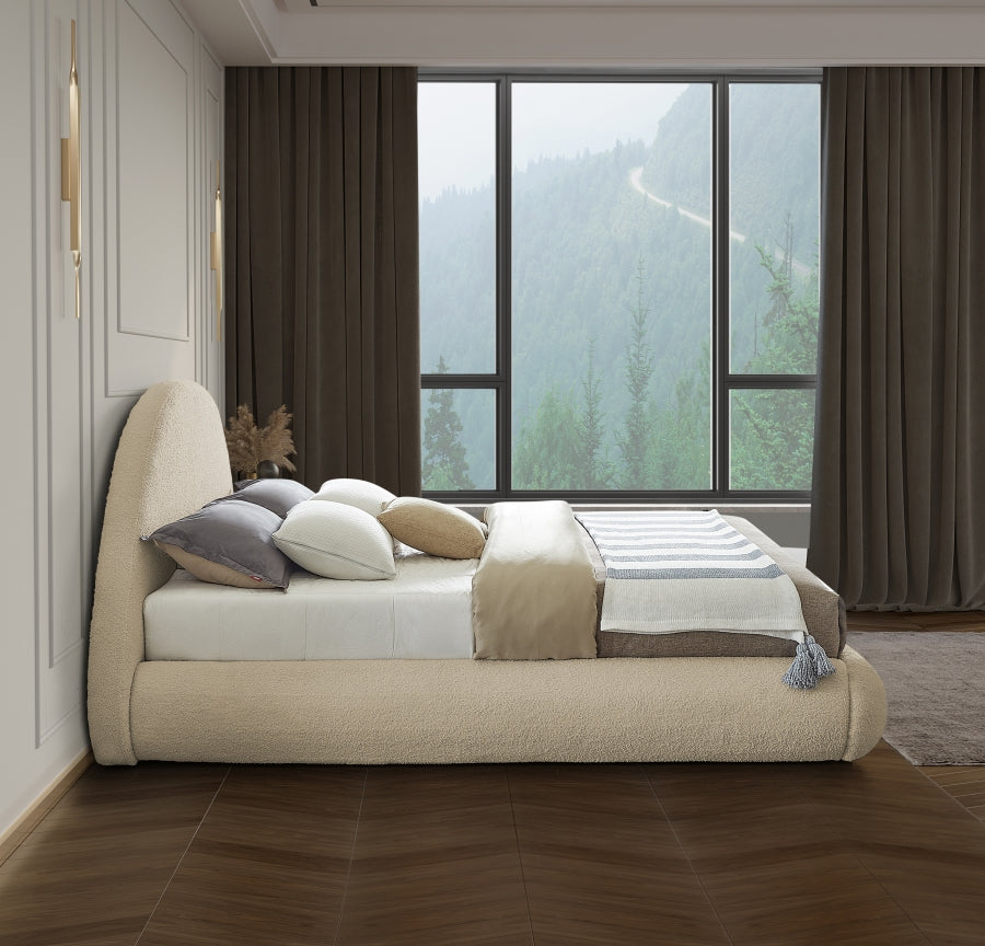 Rudy Beige Teddy Fabric King Bed from Meridian - Luna Furniture