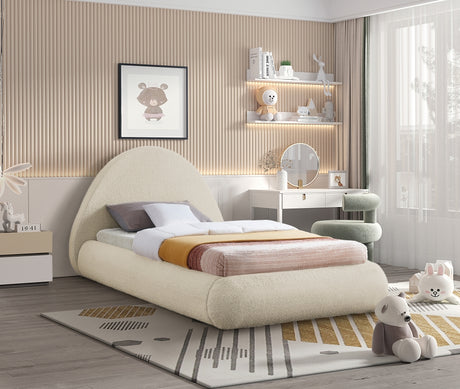 Beige Rudy Teddy Fabric Twin Bed from Meridian - Luna Furniture